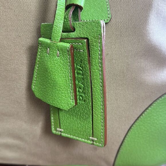 Vintage Prada Large Cinghiale-Trimmed Canapa Bauletto Bag - Picture 5 of 13